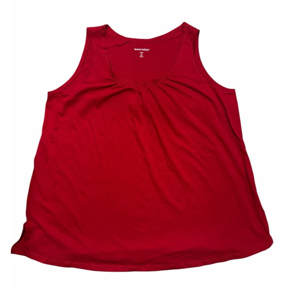 Woman Within Tank Top Red Women's 2XL 26-28W